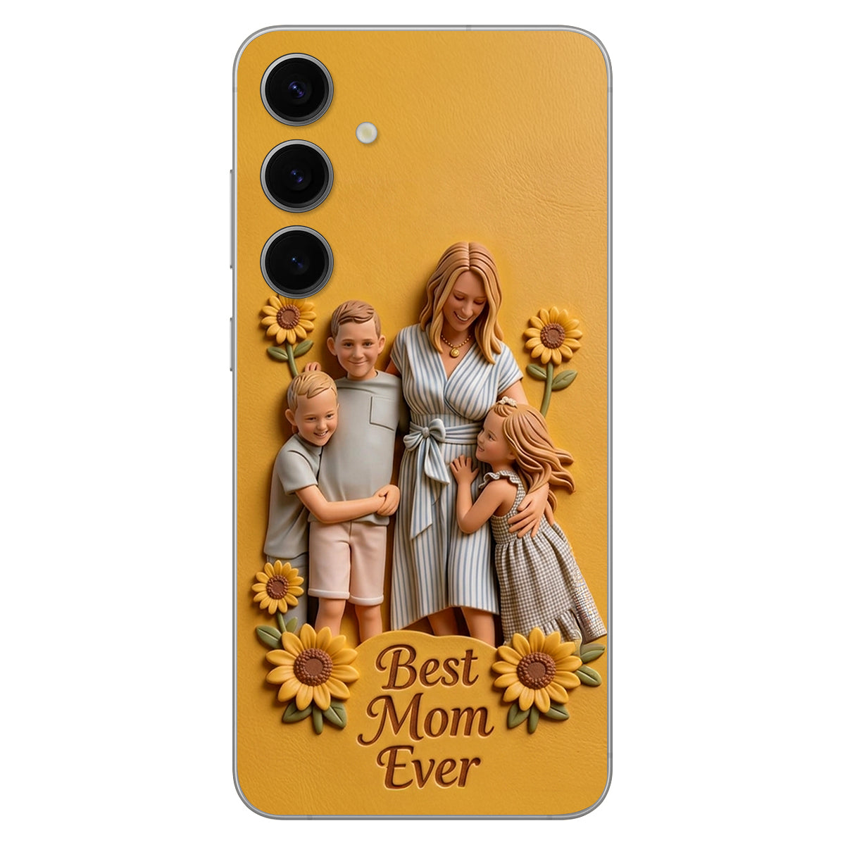 Best Mom Ever - Personalized Mother 3D Embossed Leather Phone Case