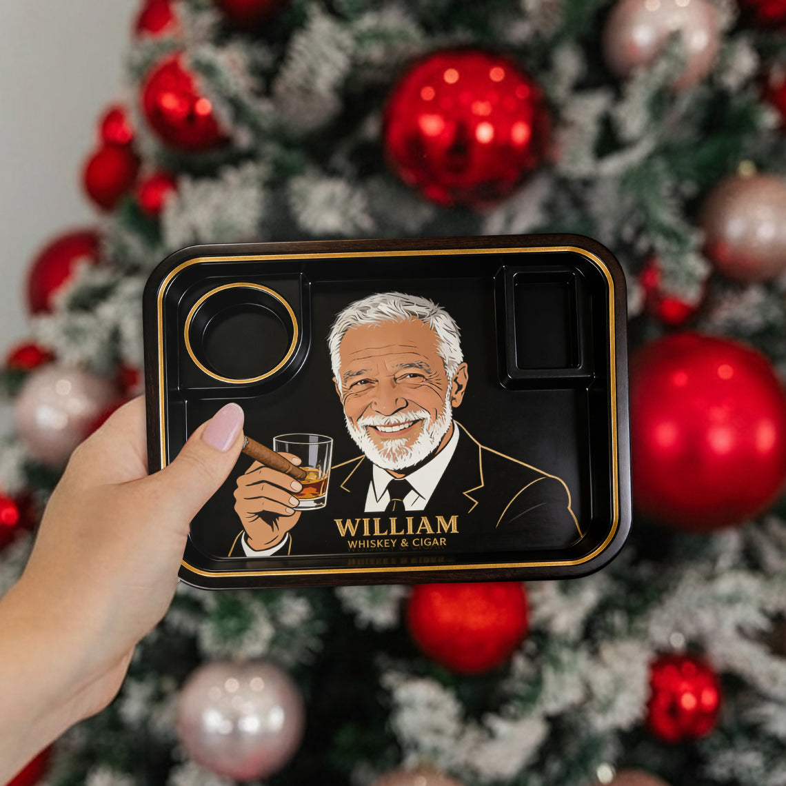 Whiskey And Cigar - Personalized Whisky Catch-All Tray