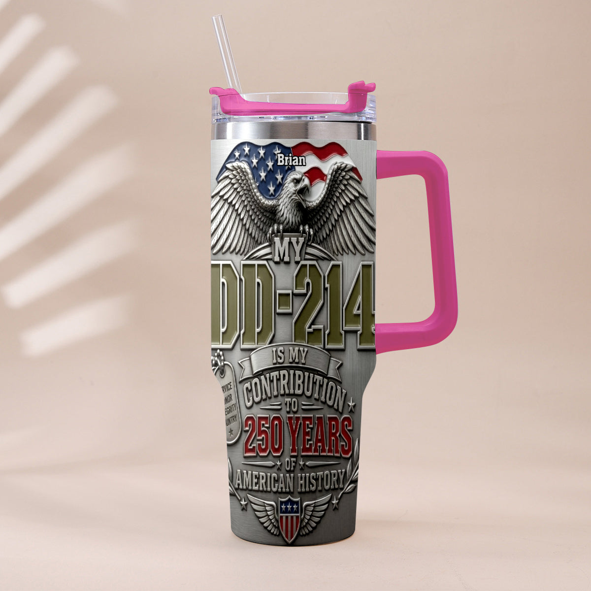 250 Years Of America History - Personalized Veteran Tumbler With Handle