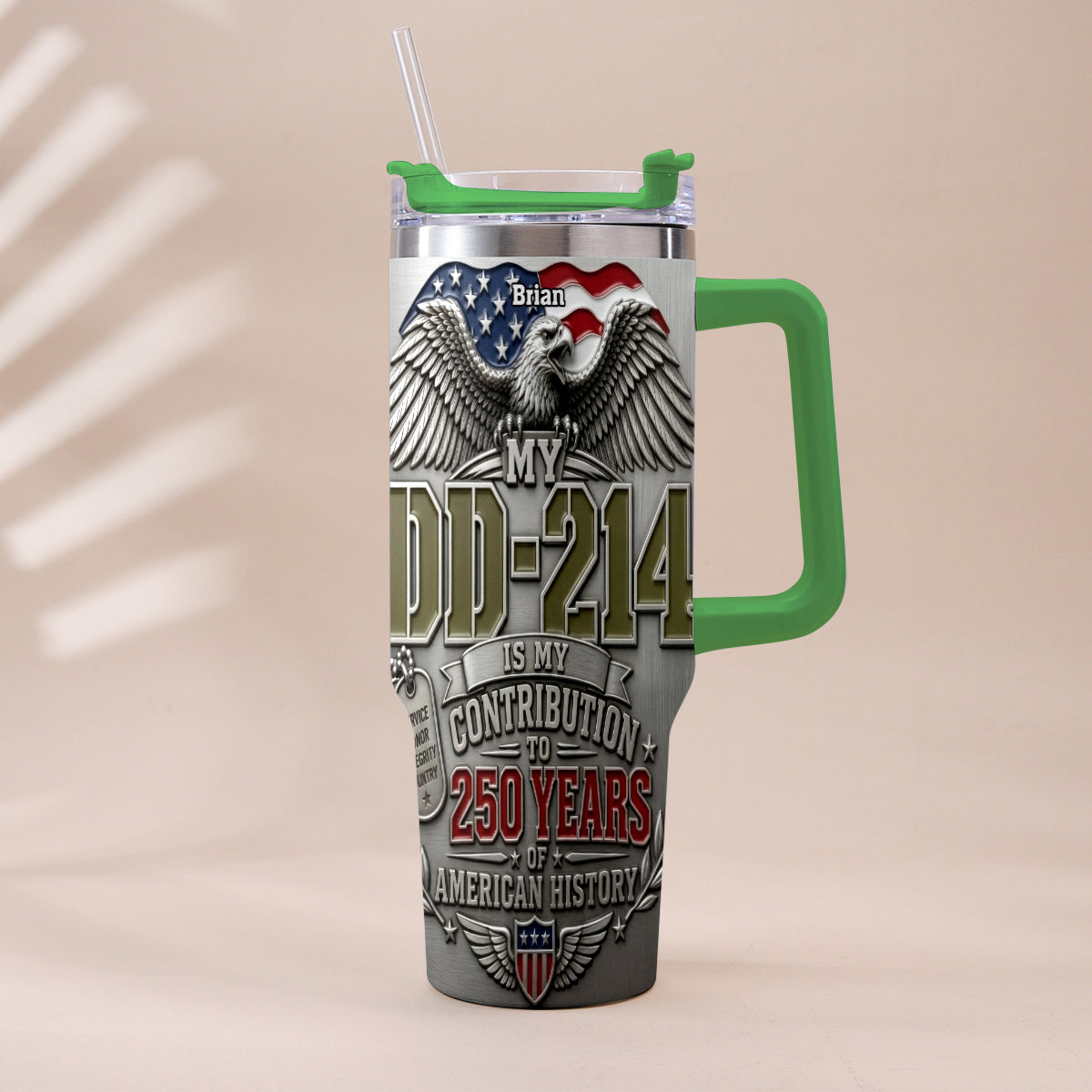 250 Years Of America History - Personalized Veteran Tumbler With Handle