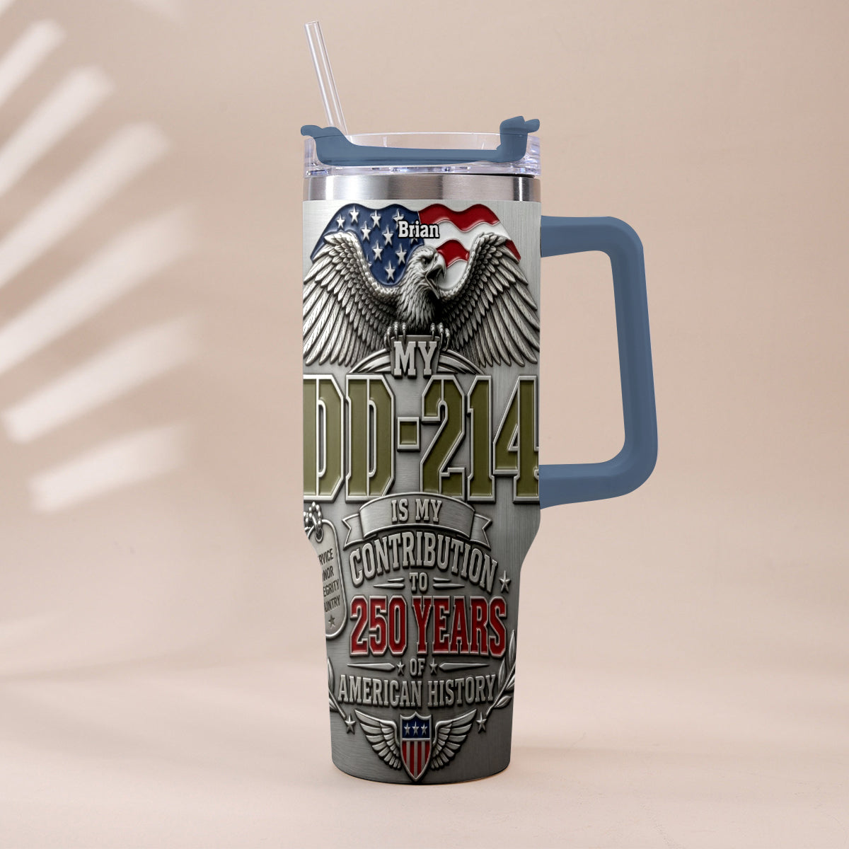 250 Years Of America History - Personalized Veteran Tumbler With Handle