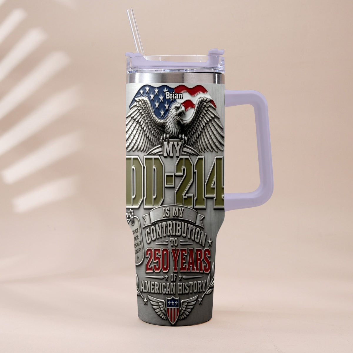 250 Years Of America History - Personalized Veteran Tumbler With Handle