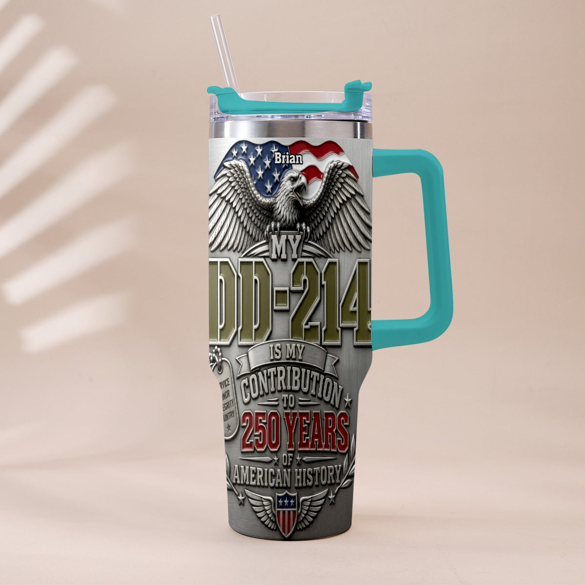 250 Years Of America History - Personalized Veteran Tumbler With Handle