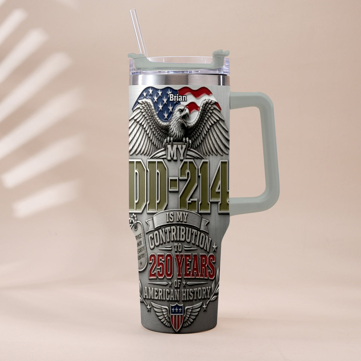 250 Years Of America History - Personalized Veteran Tumbler With Handle