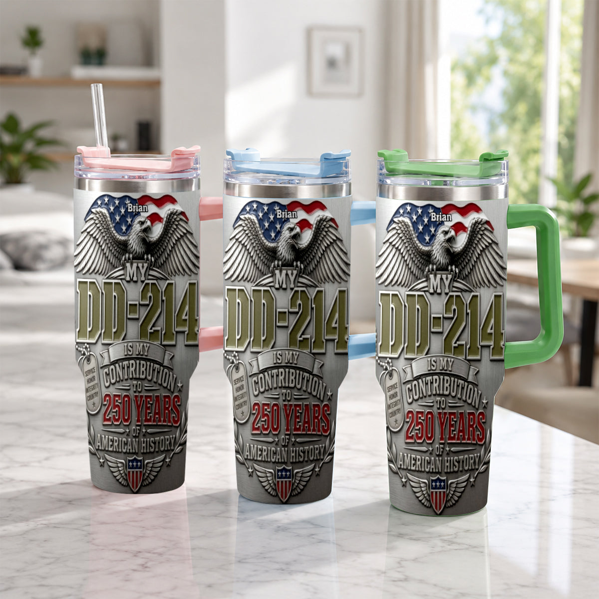 250 Years Of America History - Personalized Veteran Tumbler With Handle