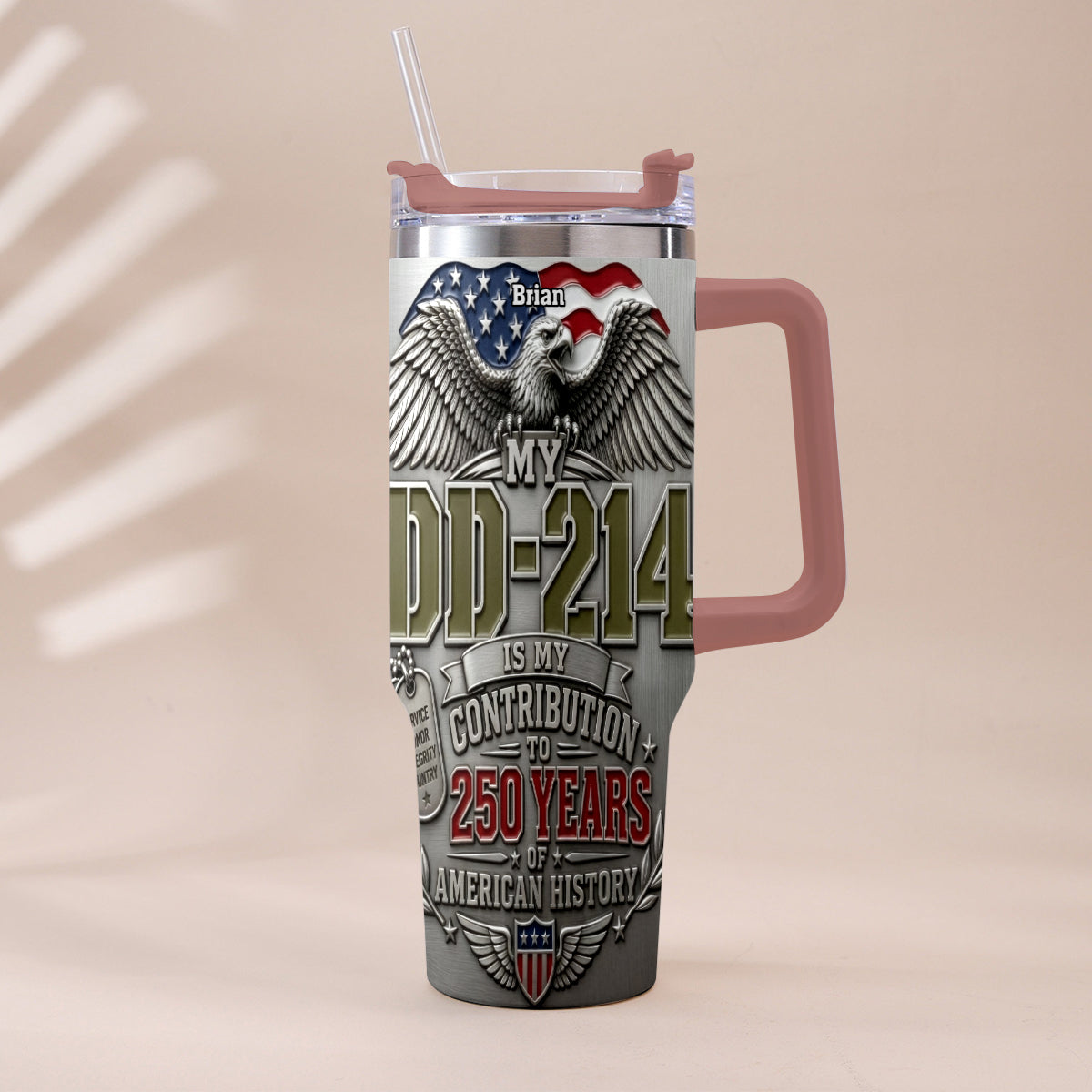 250 Years Of America History - Personalized Veteran Tumbler With Handle