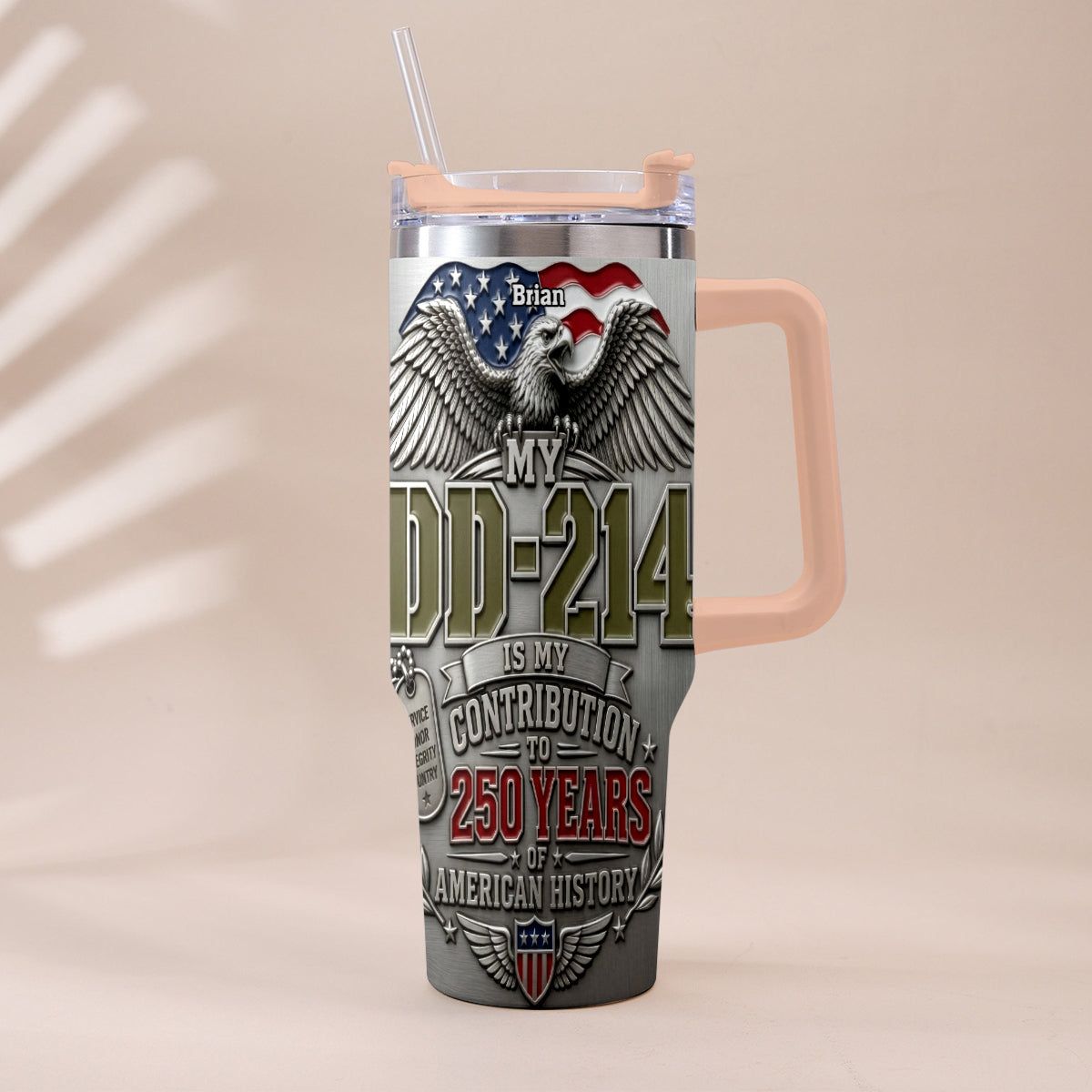 250 Years Of America History - Personalized Veteran Tumbler With Handle
