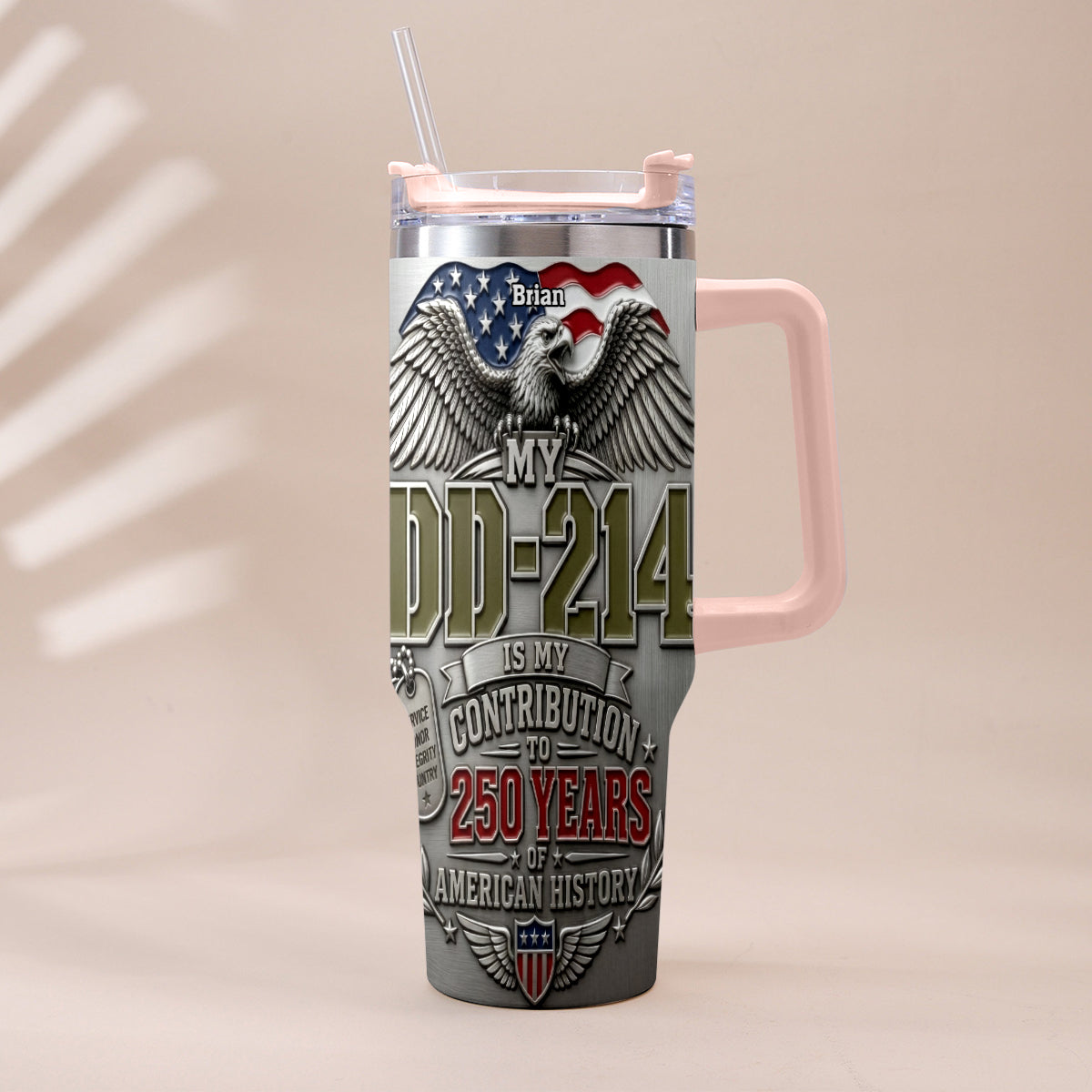 250 Years Of America History - Personalized Veteran Tumbler With Handle