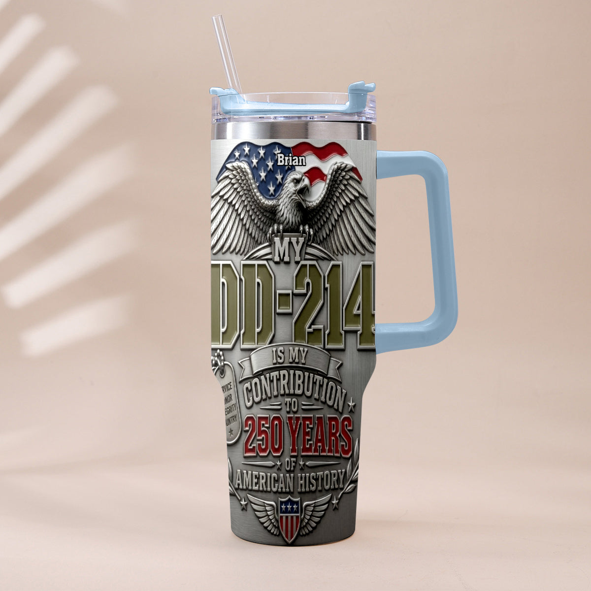 250 Years Of America History - Personalized Veteran Tumbler With Handle