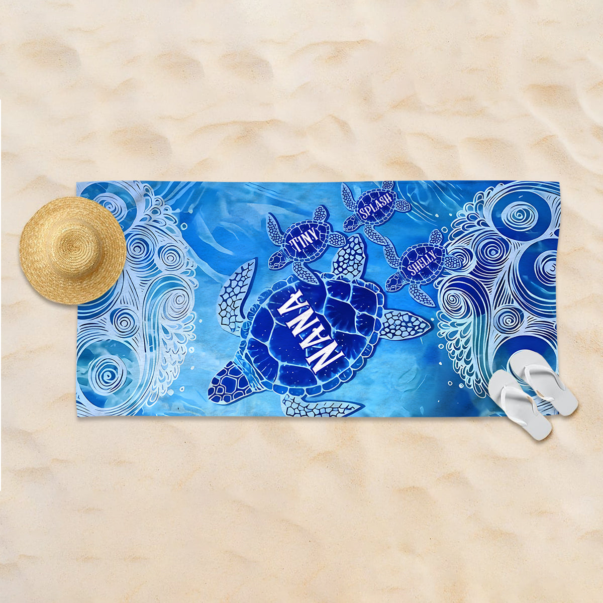 Sea Turtle Beach - Personalized Grandma Quick-dry Beach Towel/ Bath Towel