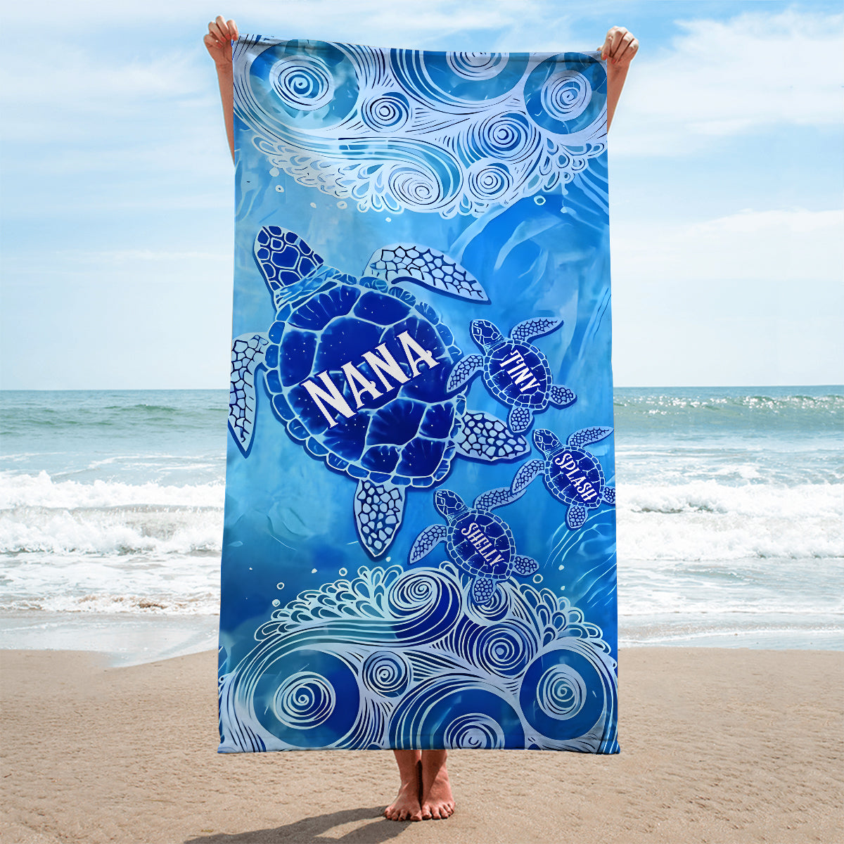 Sea Turtle Beach - Personalized Grandma Quick-dry Beach Towel/ Bath Towel