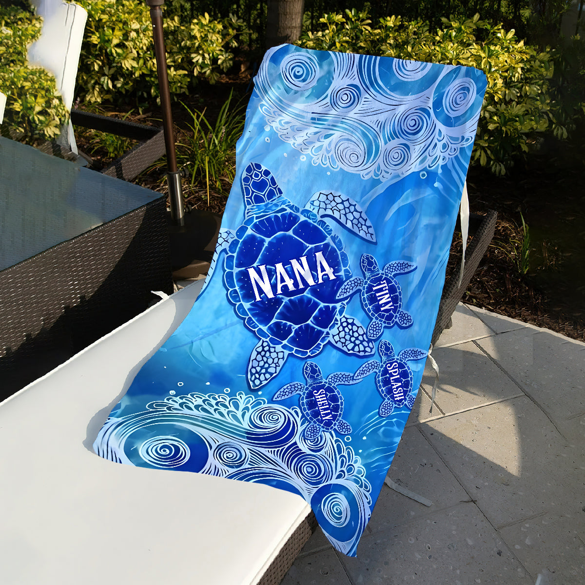 Sea Turtle Beach - Personalized Grandma Quick-dry Beach Towel/ Bath Towel