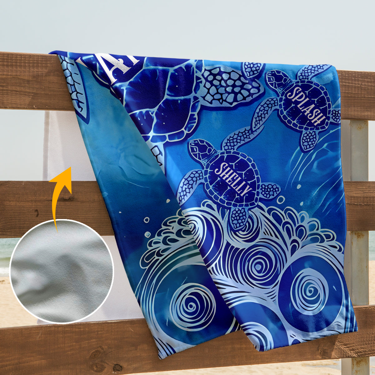 Sea Turtle Beach - Personalized Grandma Quick-dry Beach Towel/ Bath Towel