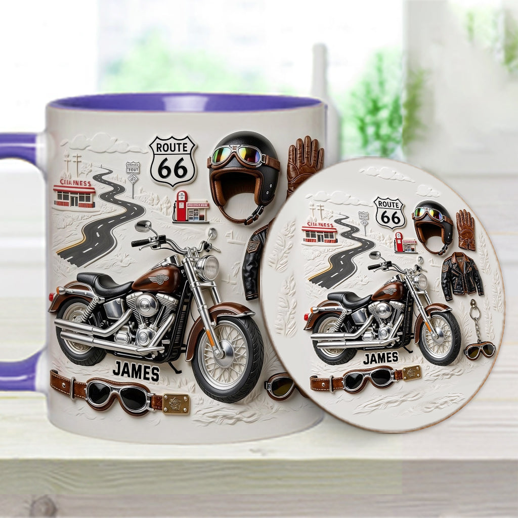Motorcycle - Personalized Biker Accent Mug & Coaster
