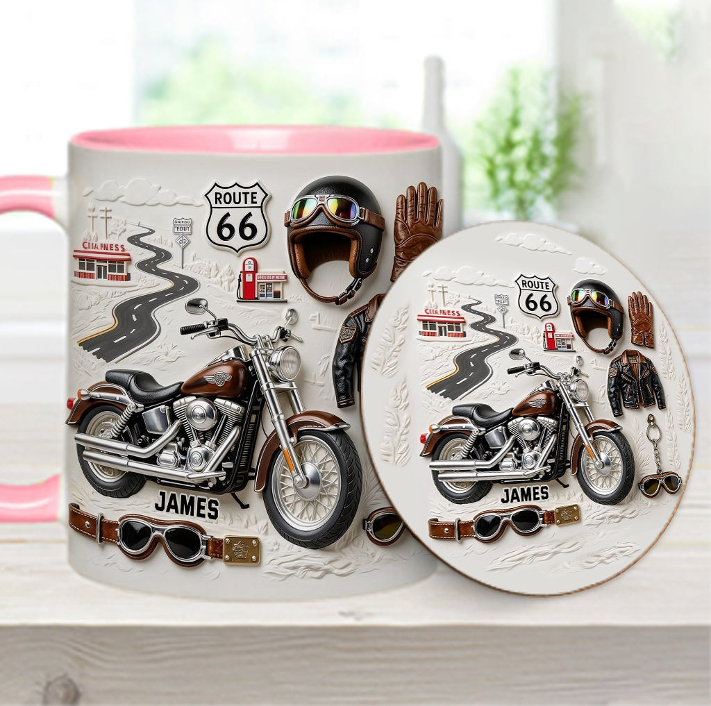 Motorcycle - Personalized Biker Accent Mug & Coaster