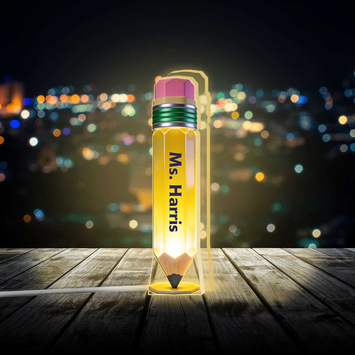 Pencil-Shaped Teacher Gift - Pencil Night Light - Personalized Teacher Acrylic LED Night Light