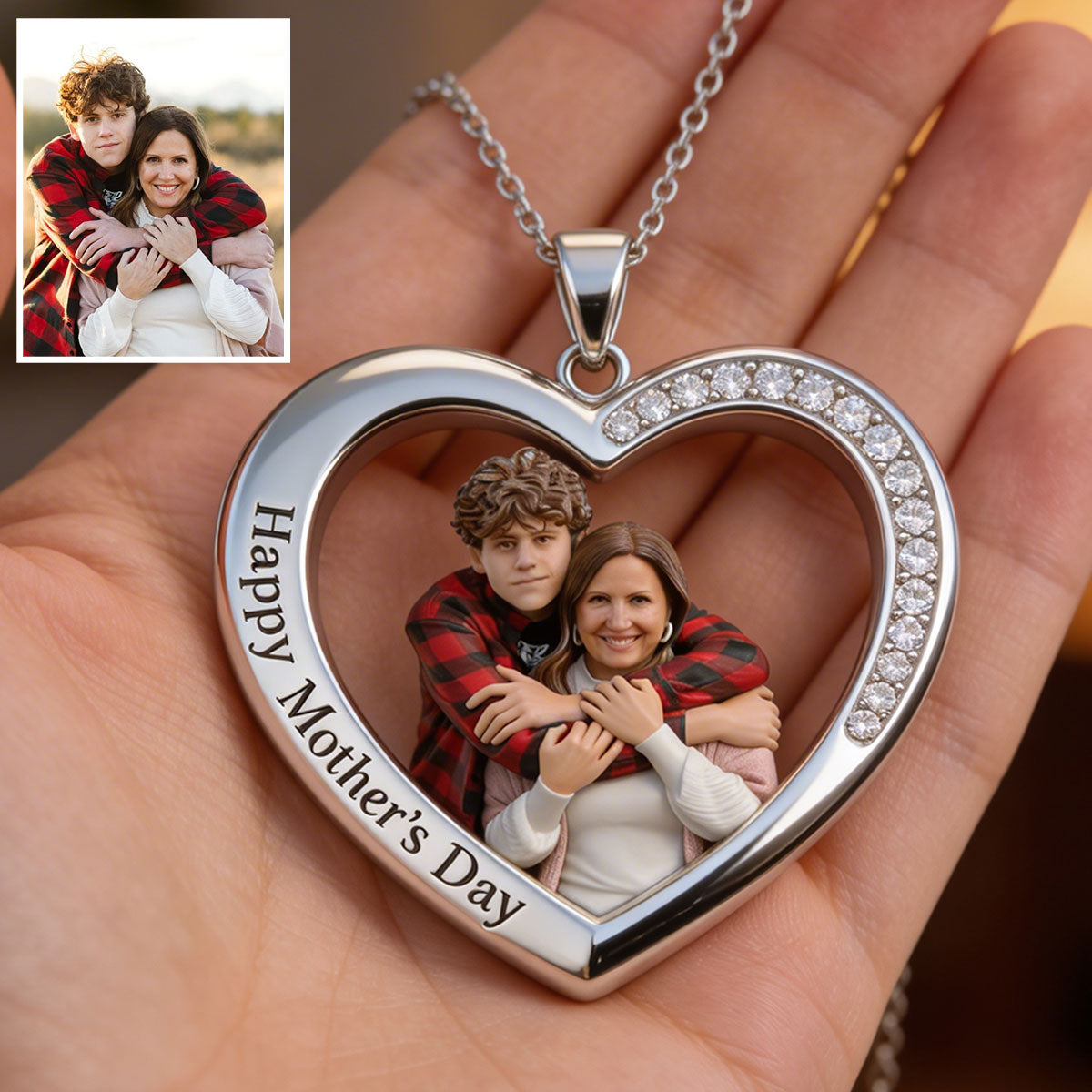 Perfect Mother's Day Gift - Personalized Mother Shaped Metal Pendant Necklace