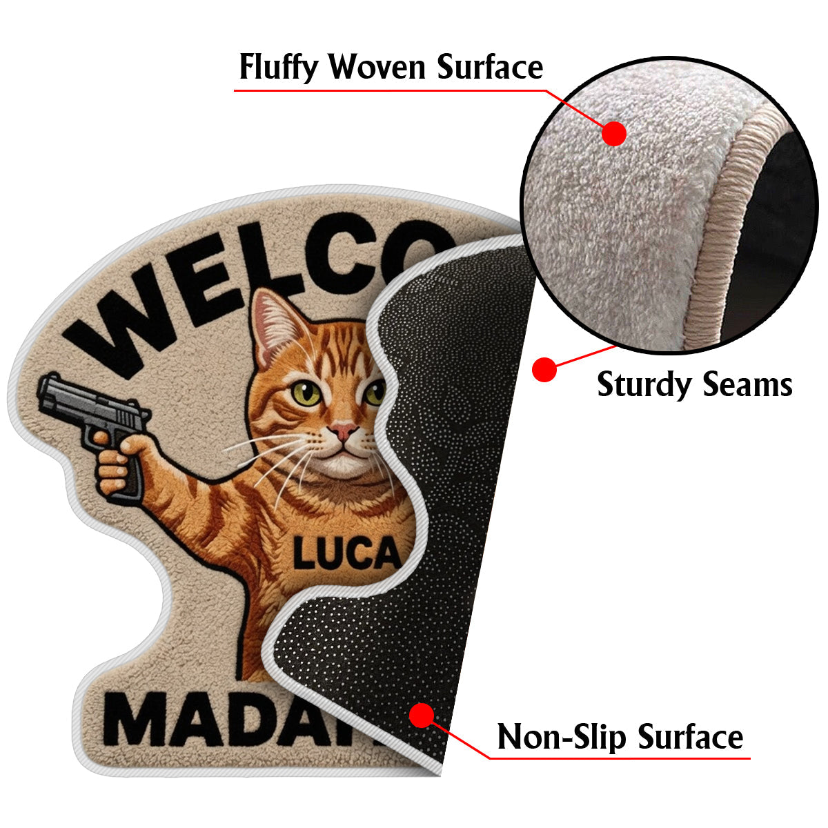 Welcome Mudafakas - Personalized Cat Non-Slip Tufted Rug