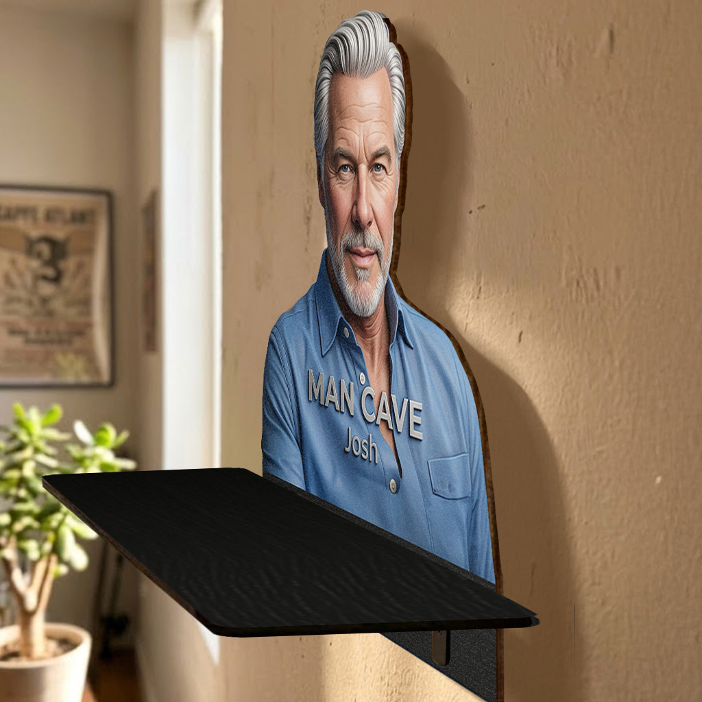 Man Cave - Personalized Real Men Wooden Floating Shelf