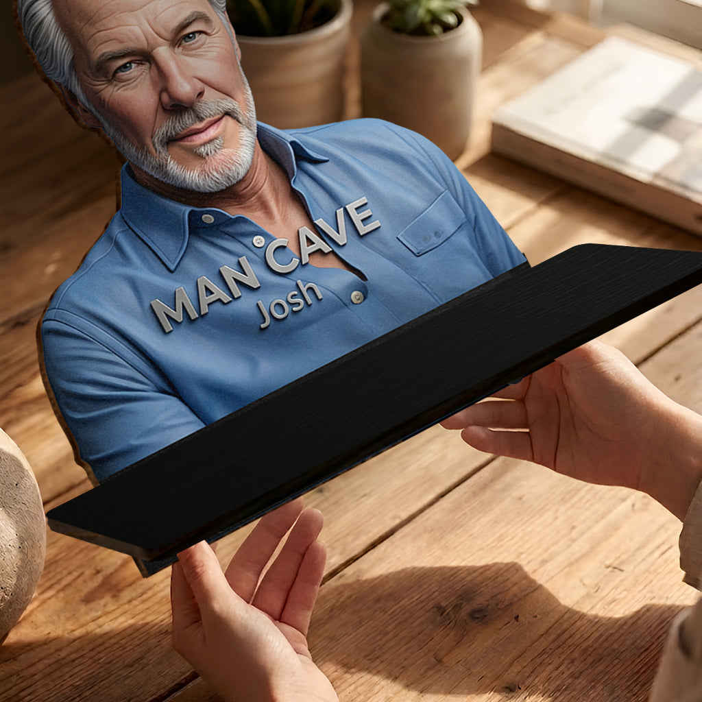 Man Cave - Personalized Real Men Wooden Floating Shelf