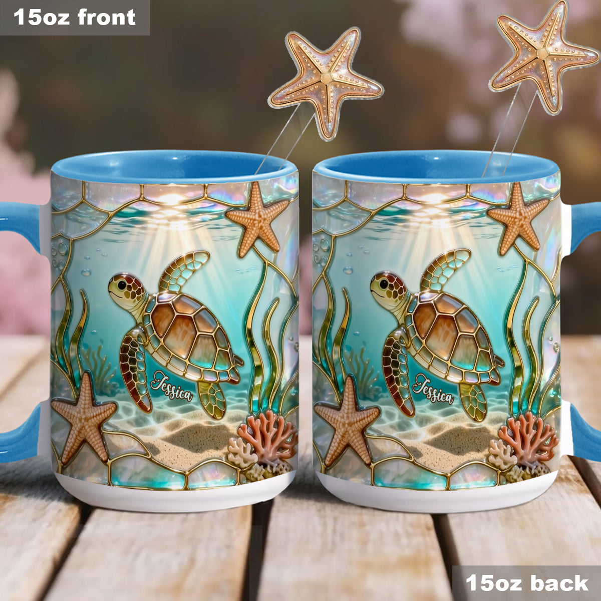 Love Turtle - Personalized Turtle Set Accent Mug with Acrylic Stirrers