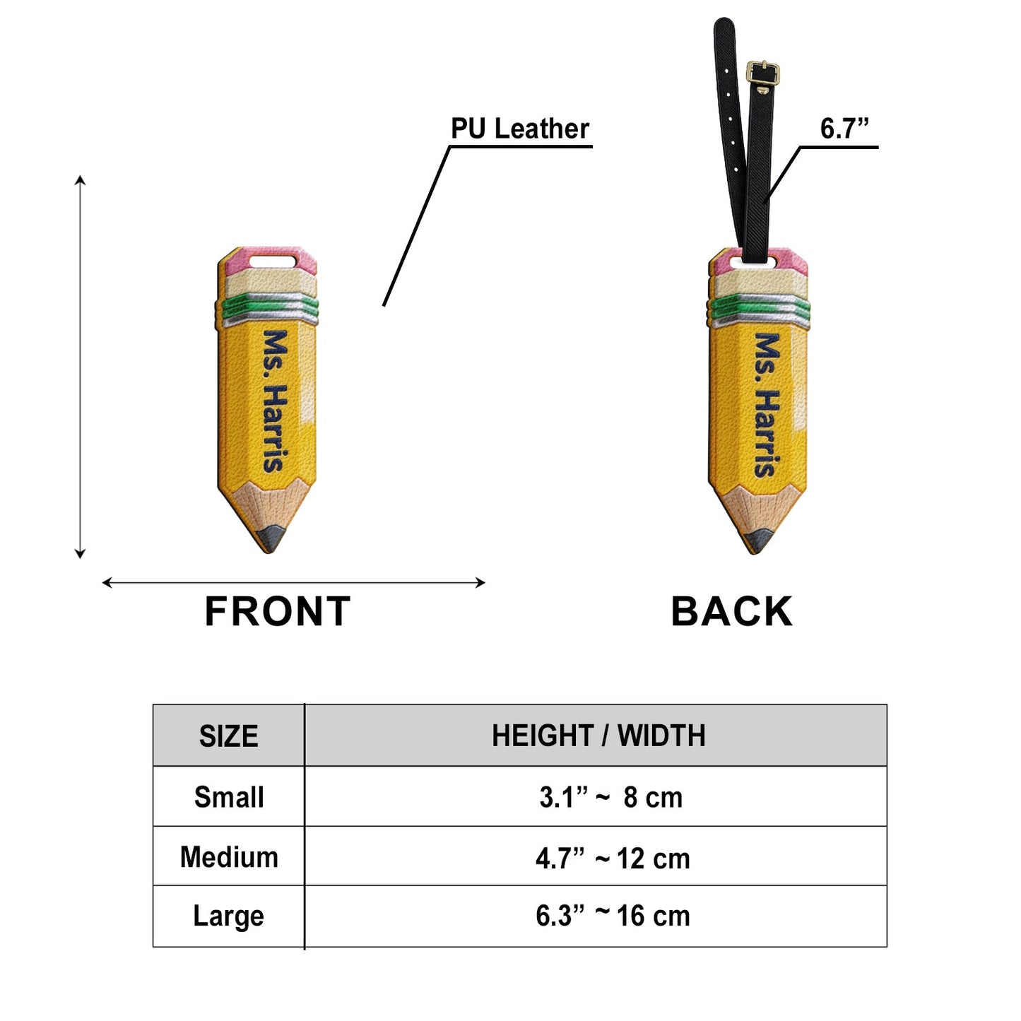 Pencil-Shaped Teacher Gift - Pencil Luggage Tag - Personalized Teacher Luggage Tag