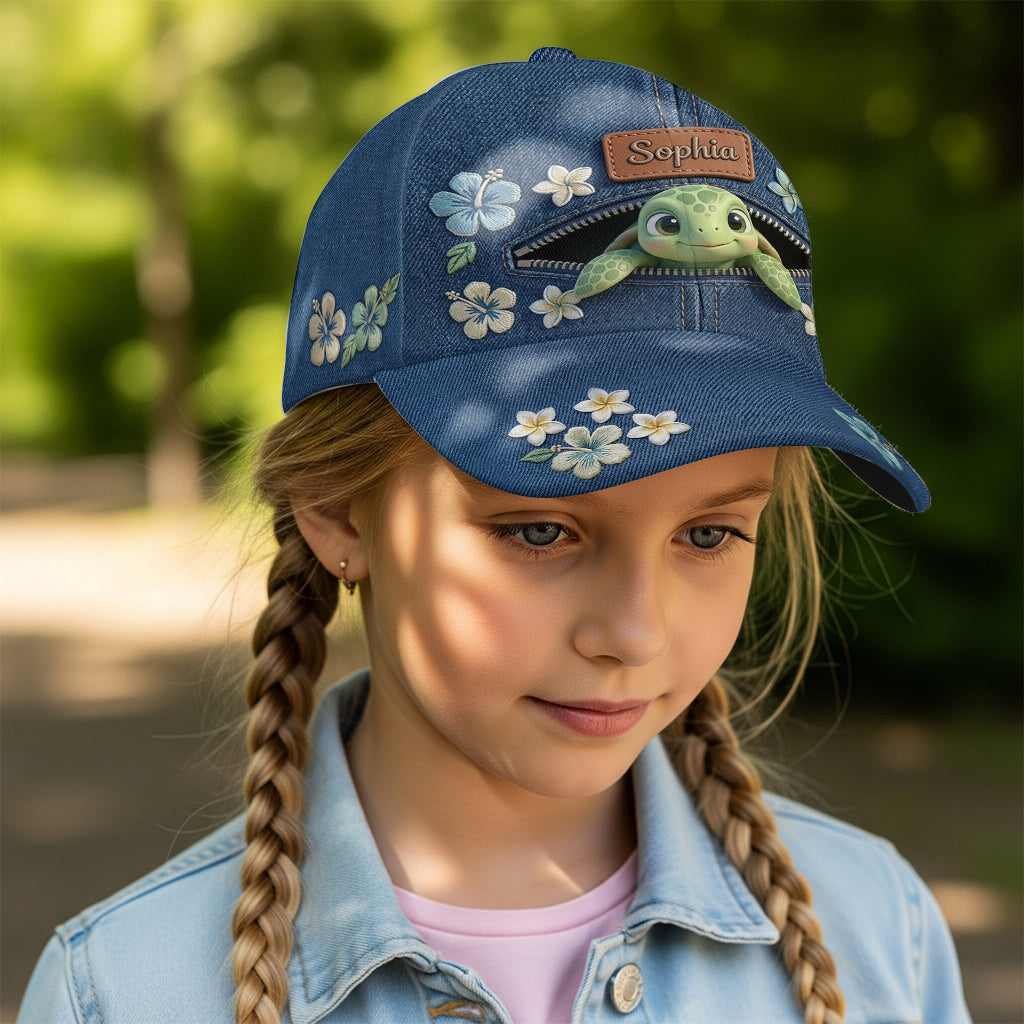 Salty Lil' Beach - Personalized Turtle Classic Cap
