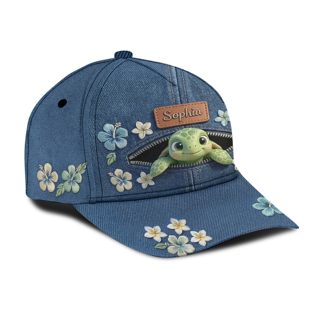 Salty Lil' Beach - Personalized Turtle Classic Cap