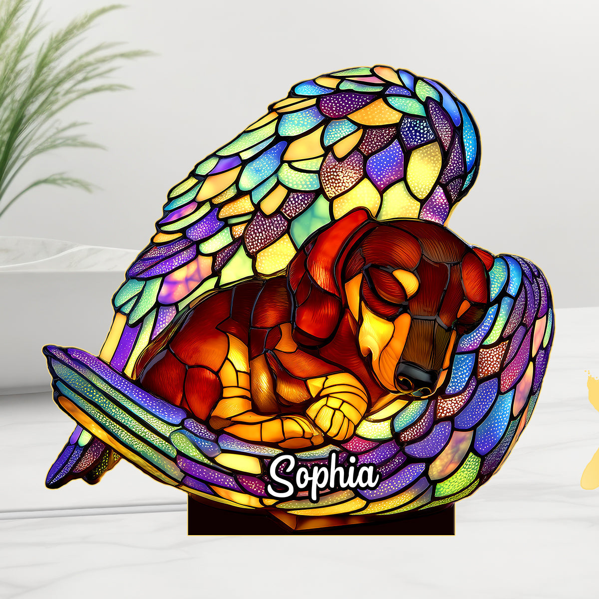 Sleeping Dachshund - Personalized Dachshund Acrylic LED Night Light