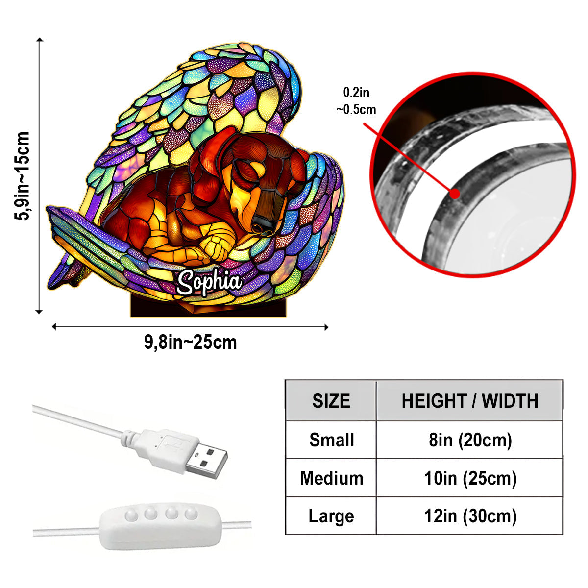 Sleeping Dachshund - Personalized Dachshund Acrylic LED Night Light