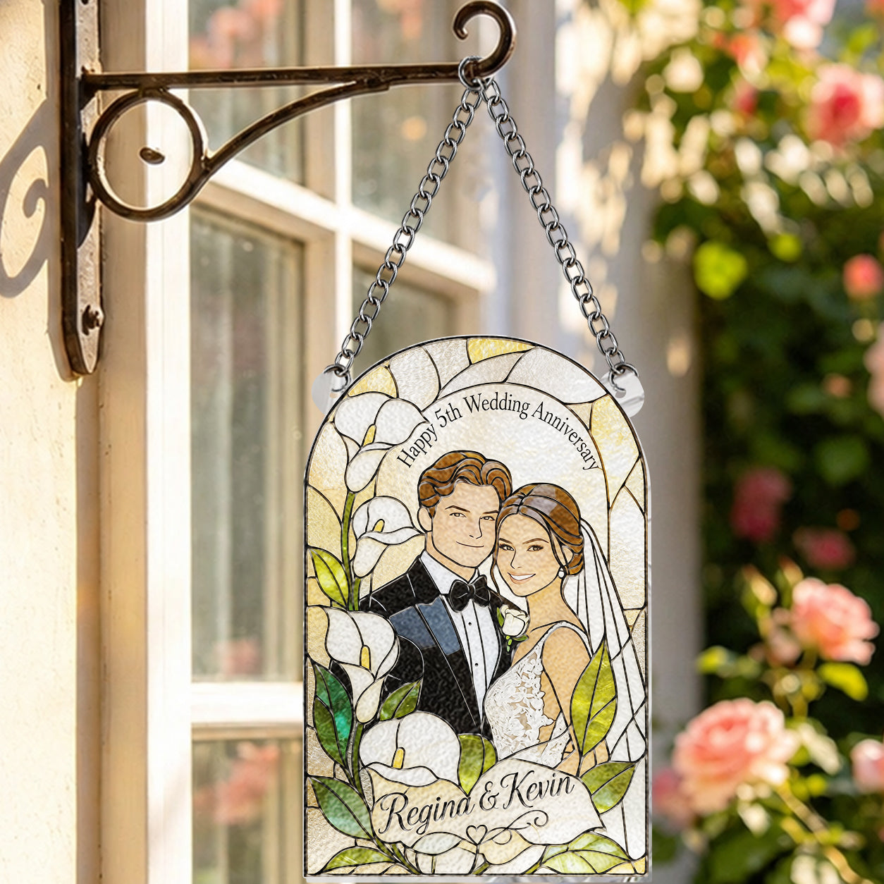 Meaningful Anniversary Couple Gift - Personalized wedding 3D Printed Glass Suncatcher