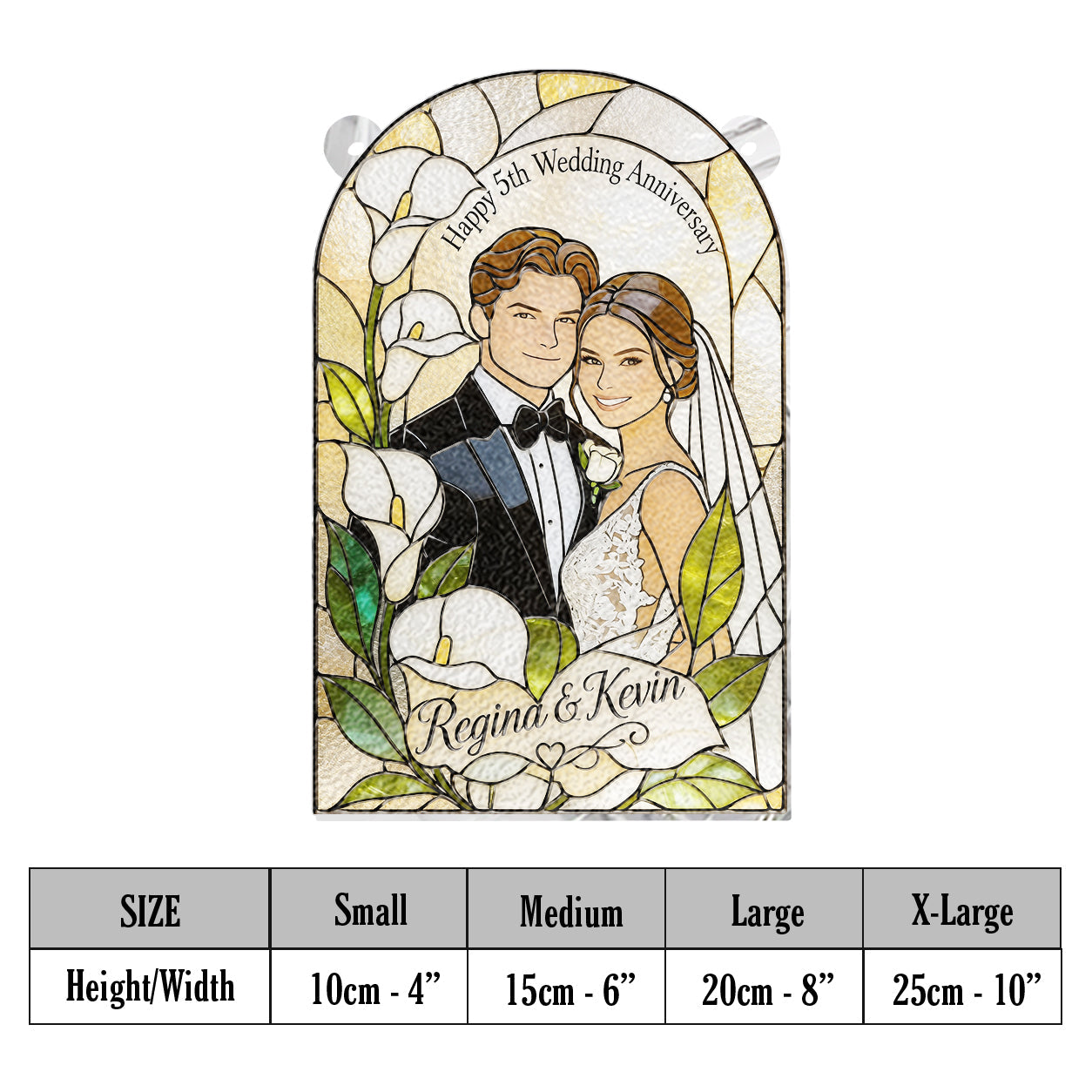 Meaningful Anniversary Couple Gift - Personalized wedding 3D Printed Glass Suncatcher