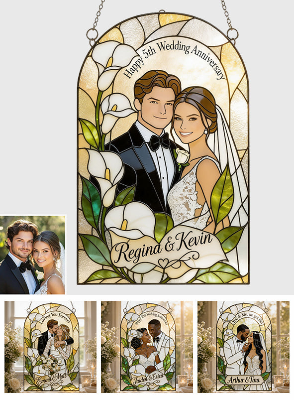 Meaningful Anniversary Couple Gift - Personalized wedding 3D Printed Glass Suncatcher