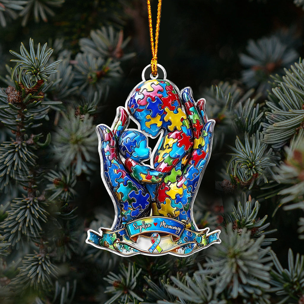 Mom And Kid - Personalized Autism Awareness Ornament