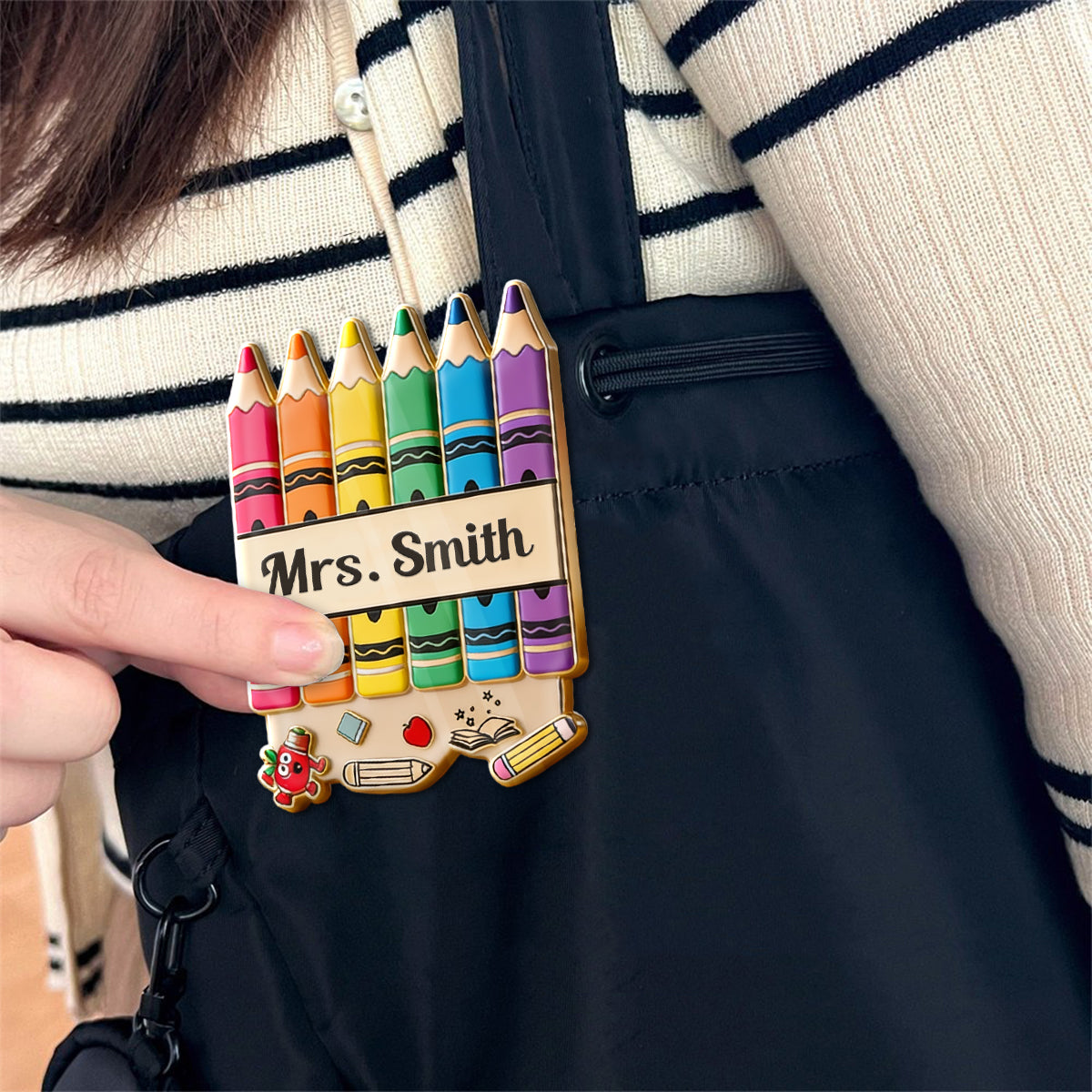 Pencil Crayon Teacher Lapel Pin - Personalized Teacher Pin