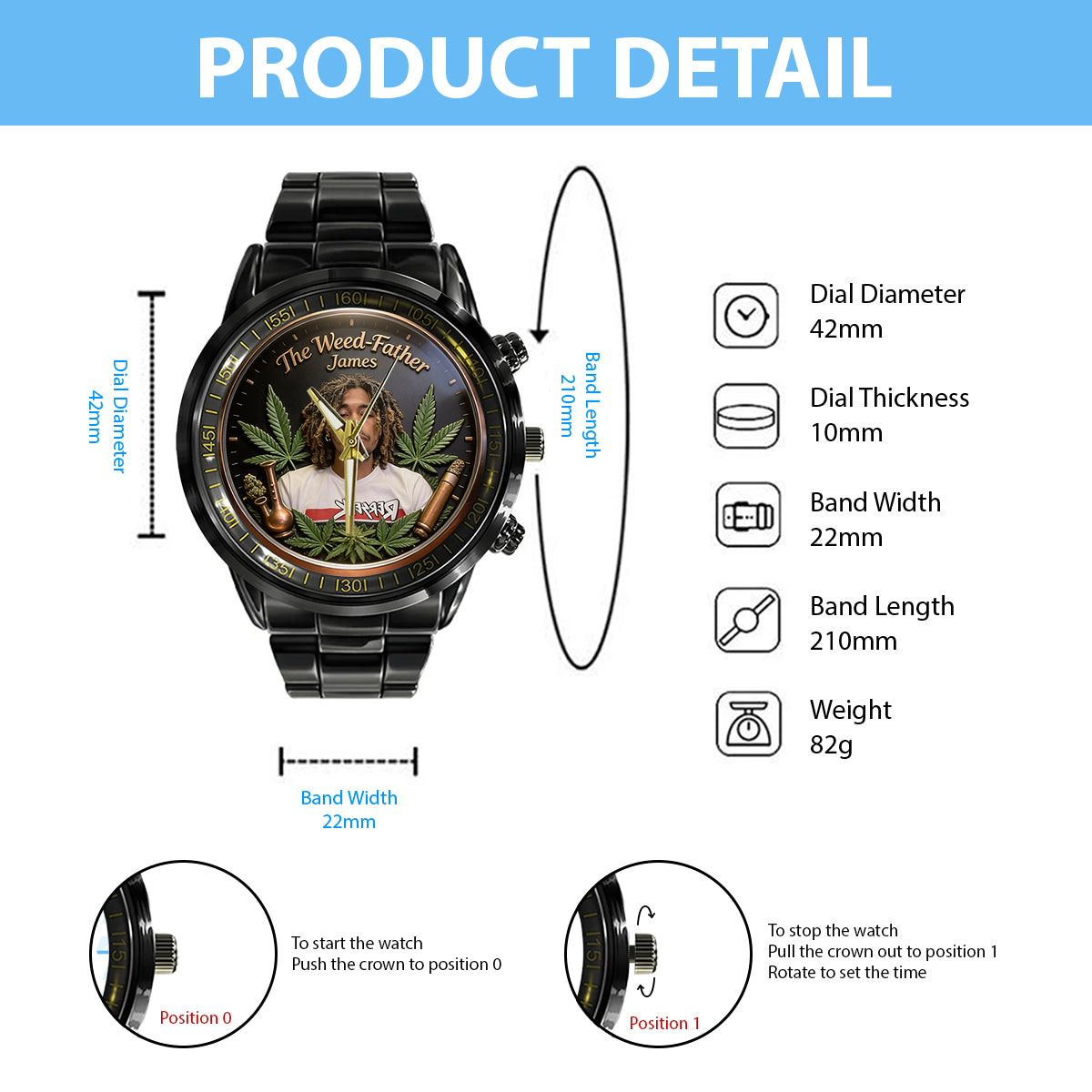 World's Dopest Dad - Personalized Weed Hand Watch