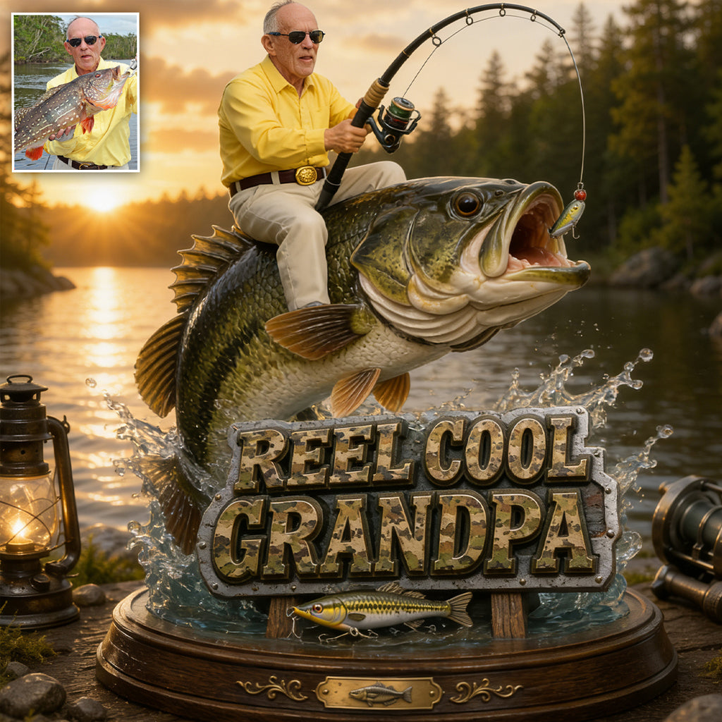 Reel Cool Dad, Fishing Dad Gift - Personalized Fishing Custom Shaped Acrylic Plaque