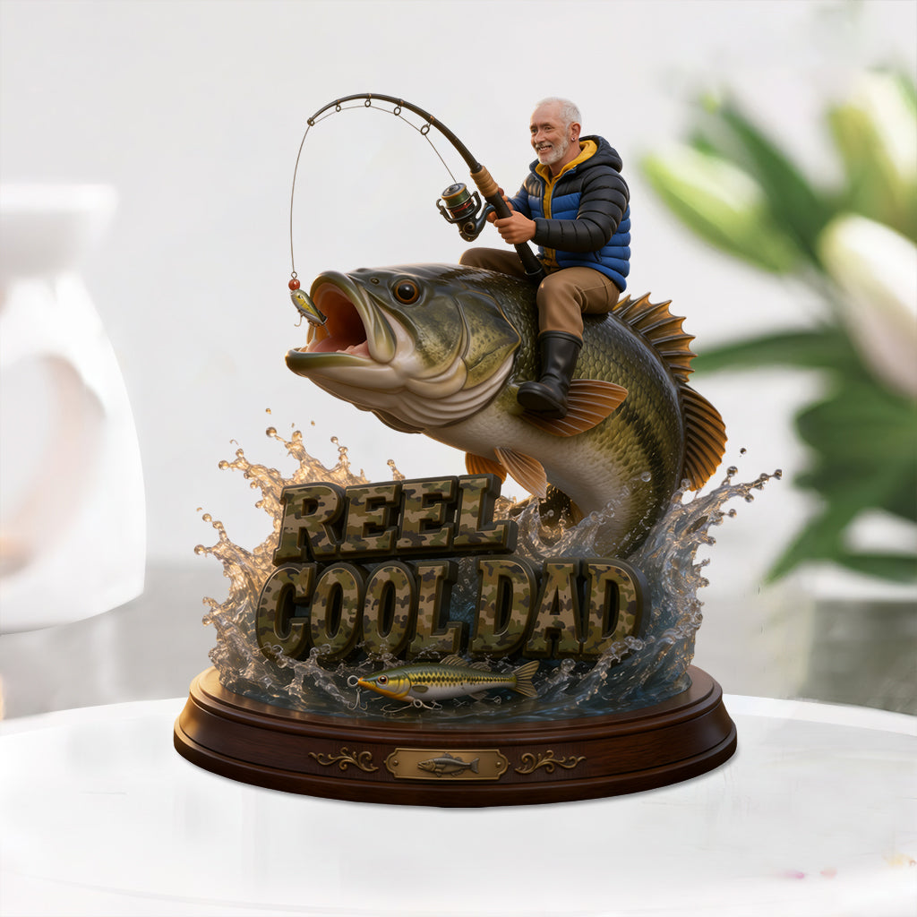 Reel Cool Dad, Fishing Dad Gift - Personalized Fishing Custom Shaped Acrylic Plaque