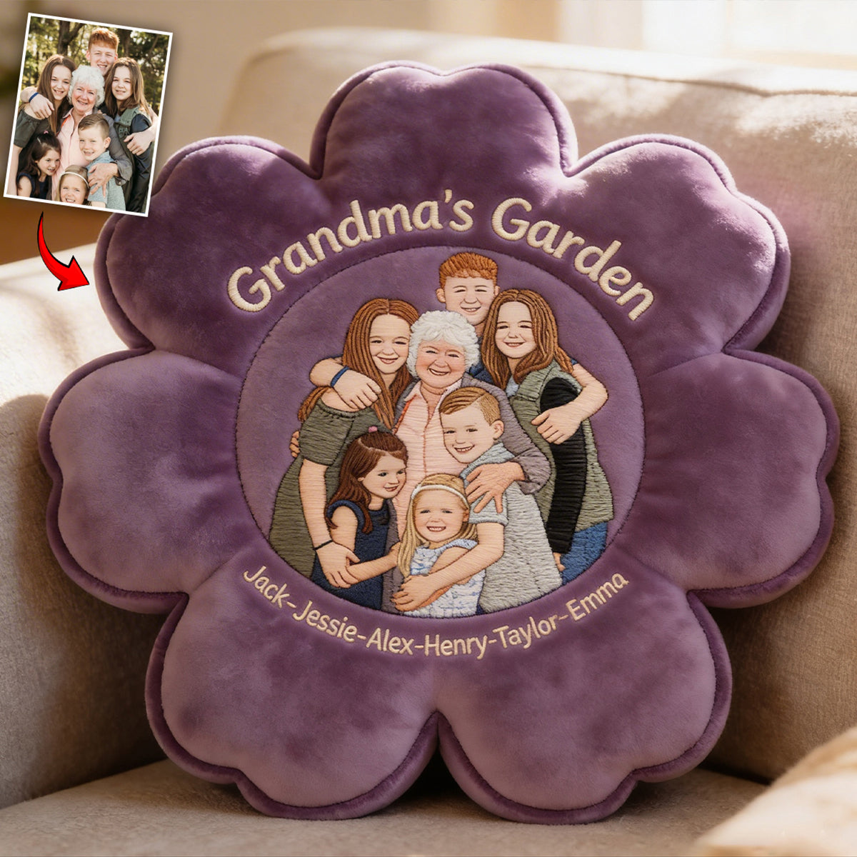 Love Grows Here - Personalized Grandma Premium Faux Fur Pillow