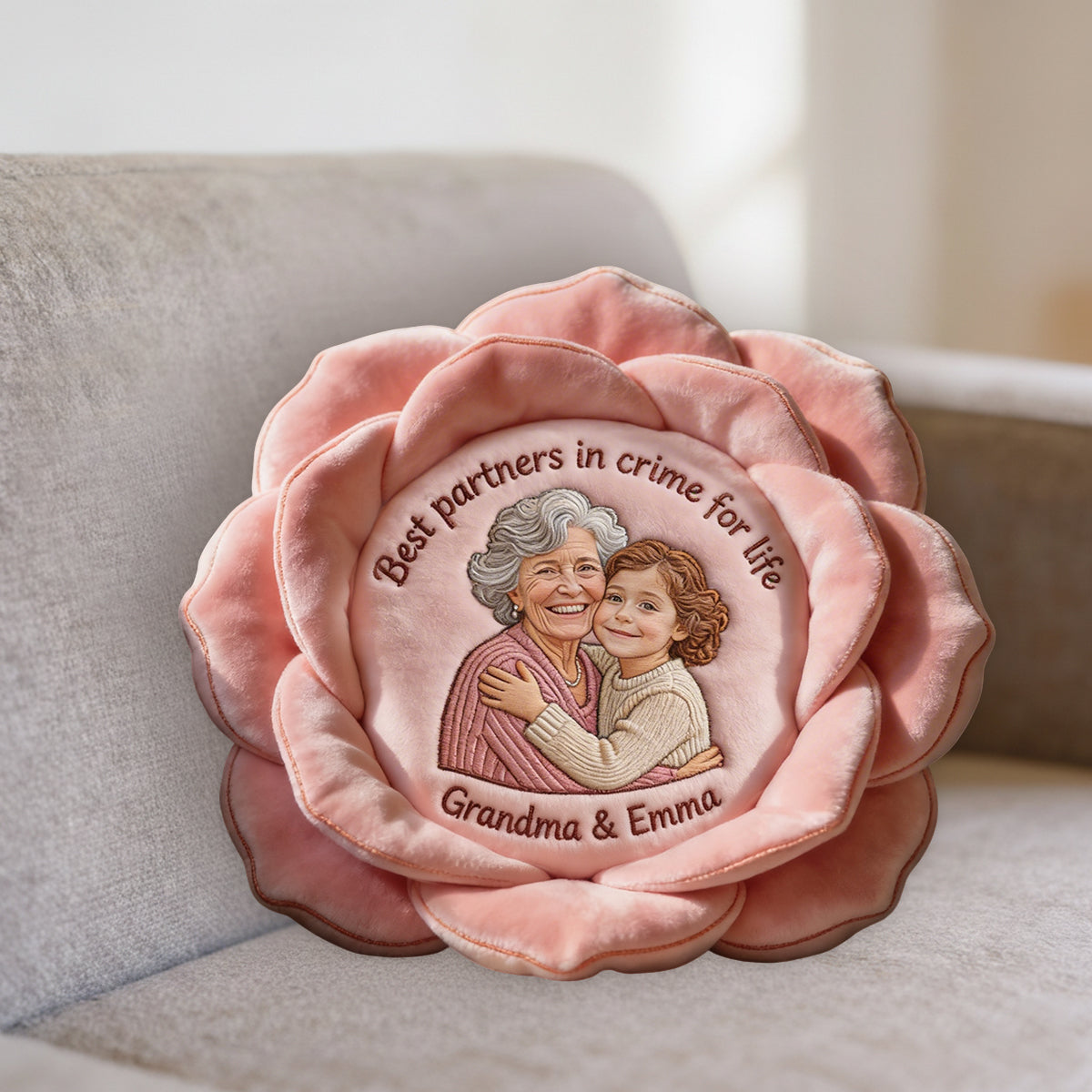 Love Grows Here - Personalized Grandma Premium Faux Fur Pillow