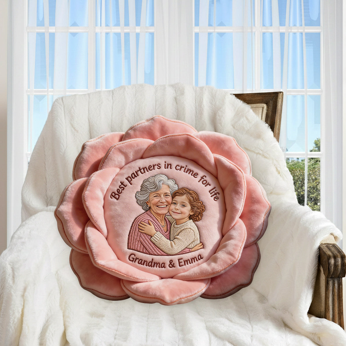 Love Grows Here - Personalized Grandma Premium Faux Fur Pillow