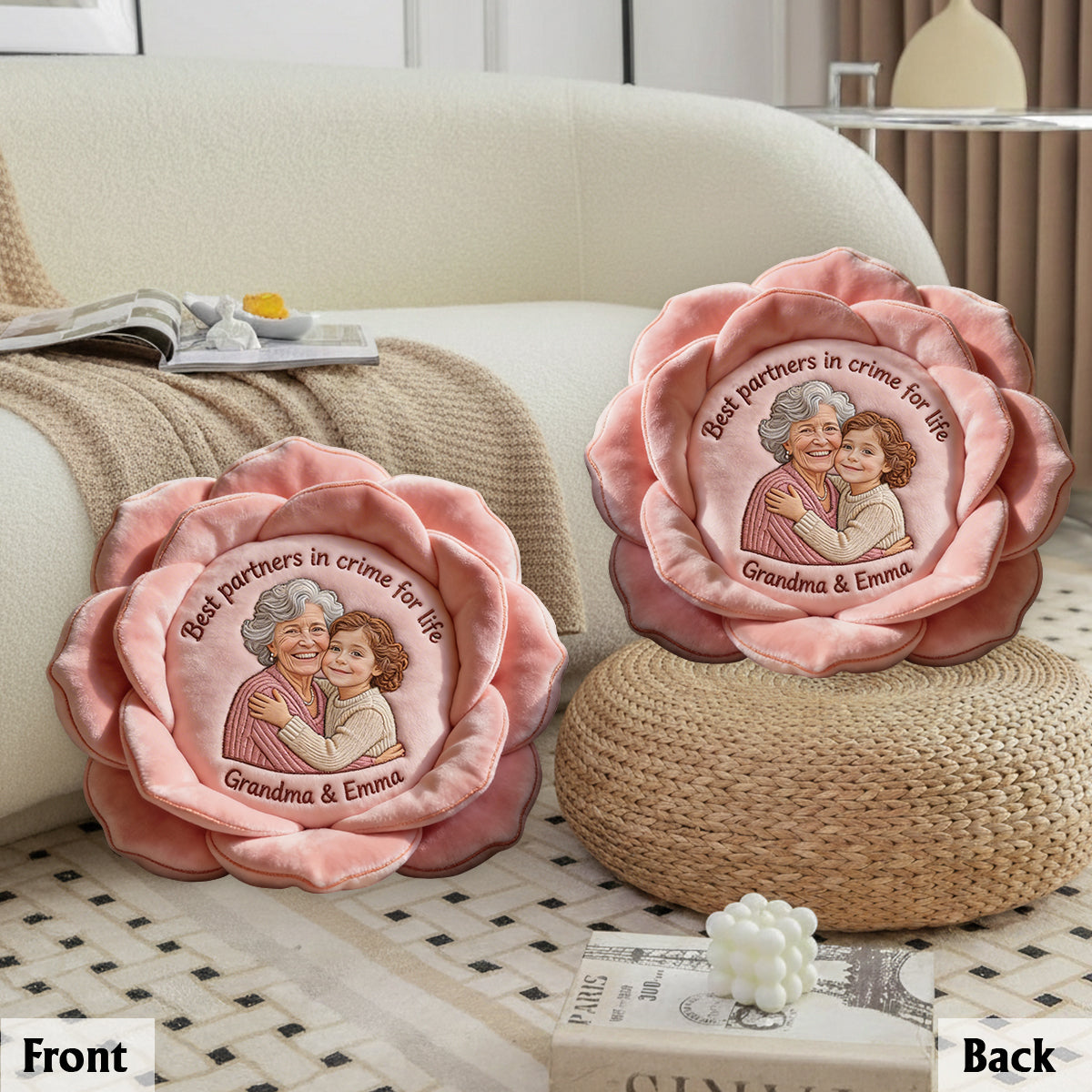 Love Grows Here - Personalized Grandma Premium Faux Fur Pillow
