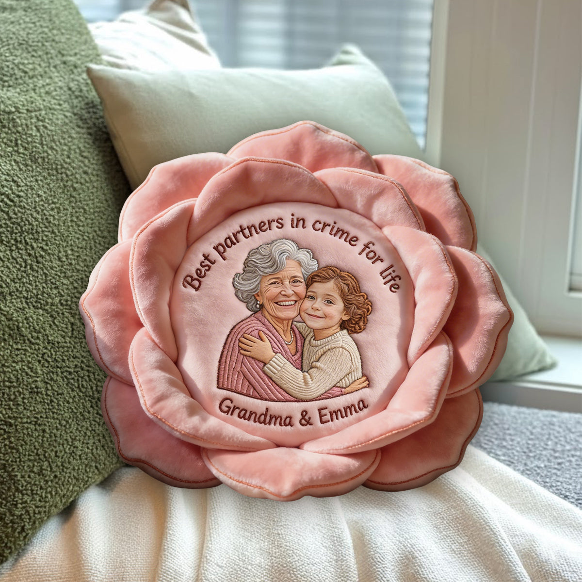 Love Grows Here - Personalized Grandma Premium Faux Fur Pillow