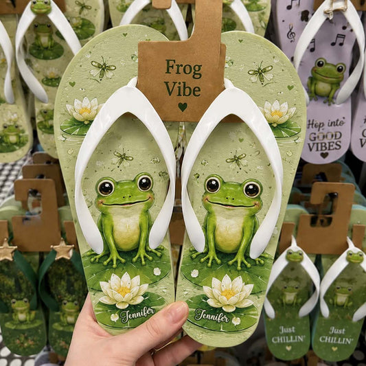 Cute Frog - Personalized Frog Flip Flops