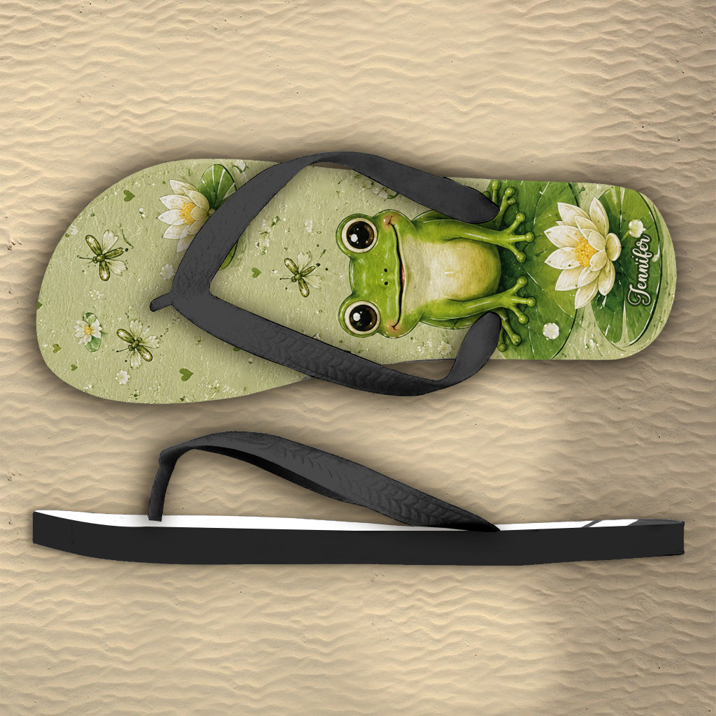 Cute Frog - Personalized Frog Flip Flops