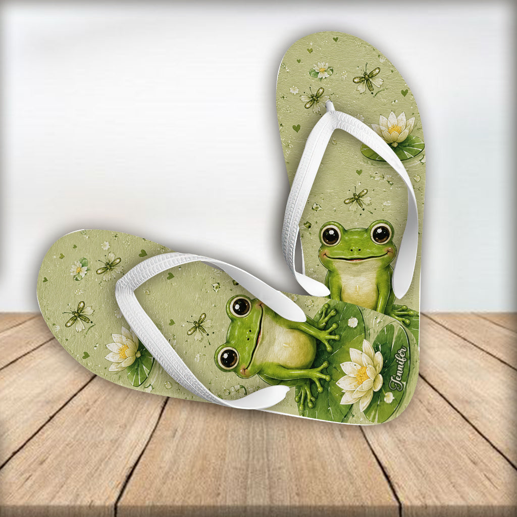 Cute Frog - Personalized Frog Flip Flops