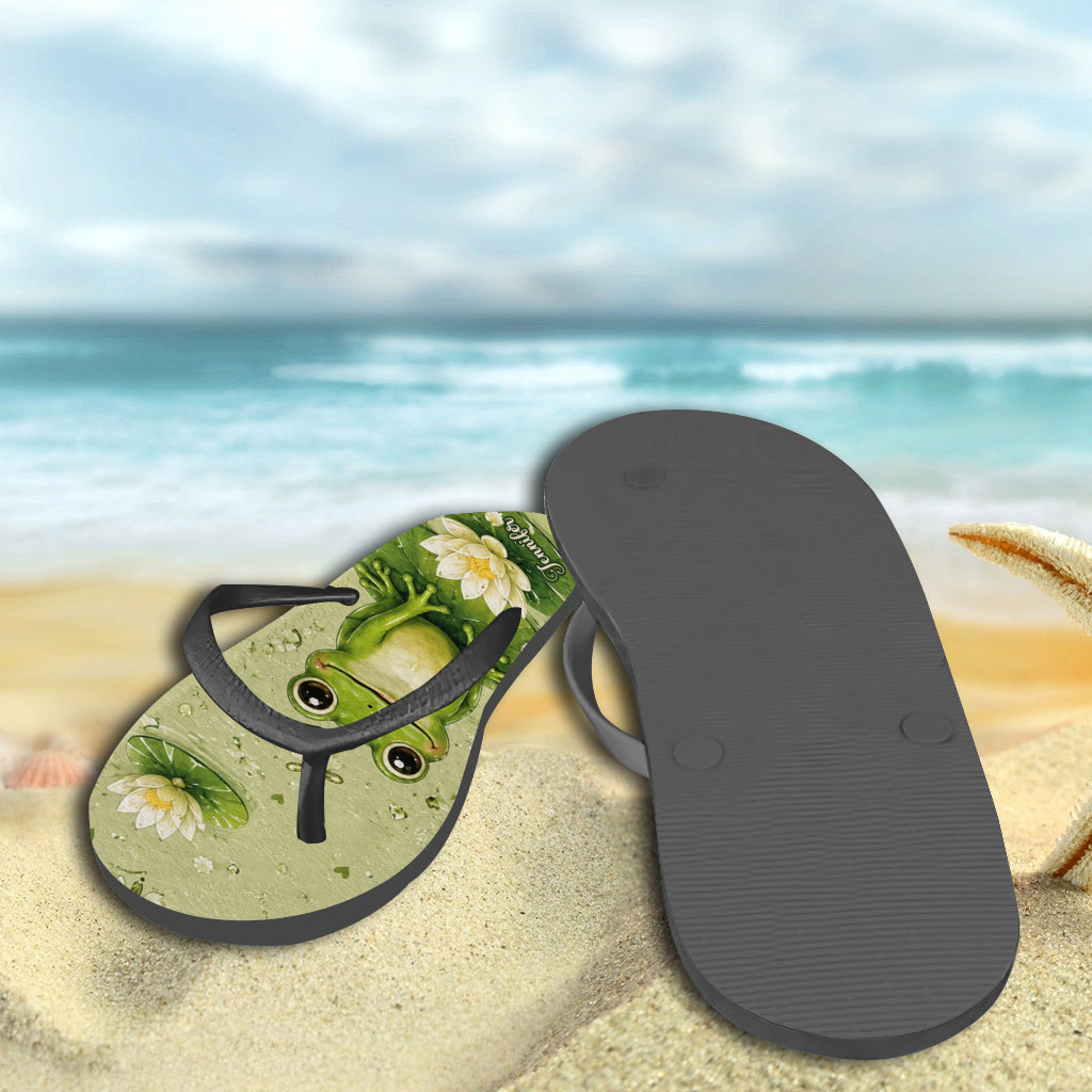 Cute Frog - Personalized Frog Flip Flops