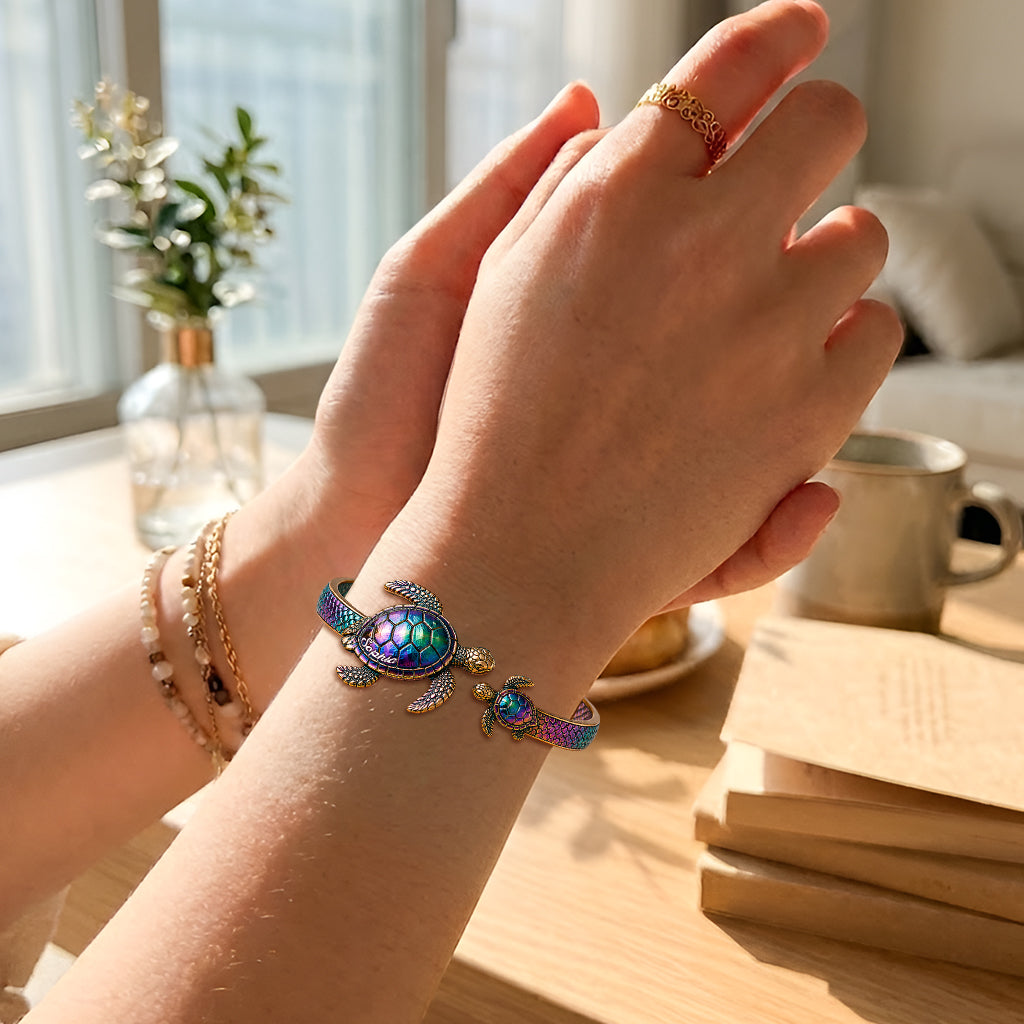 Salty Lil' Beach - Personalized Turtle Shaped Cuff Bracelet