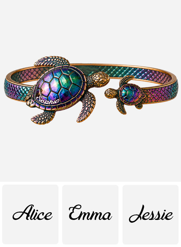 Salty Lil' Beach - Personalized Turtle Shaped Cuff Bracelet