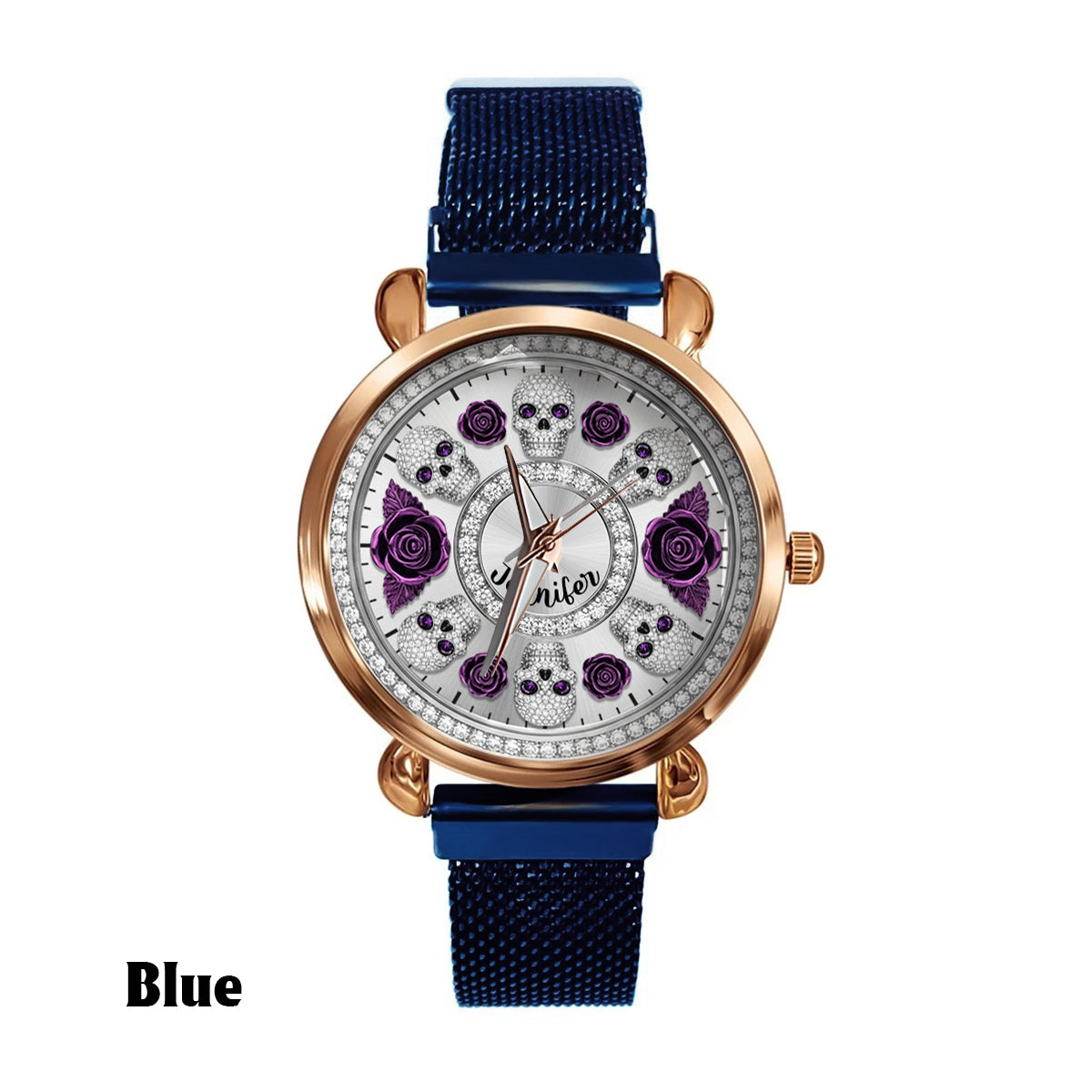 Skull And Roses - Personalized Skull Women Hand Watch